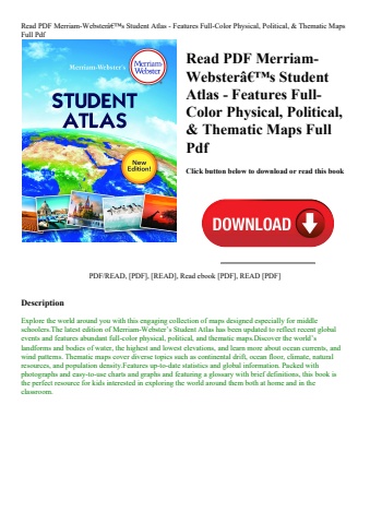 read pdf merriam-websterã¢â€â™s student atlas - features full-color physical  political  & thematic