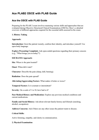 Ace PLAB2 OSCE with PLAB Guide Volume1