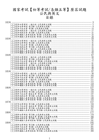 (初等/各類五等)公民與英文-試題