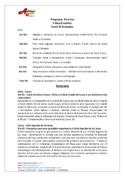 ITINERARIO - CUSCO - AREQUIPA 7D-6N