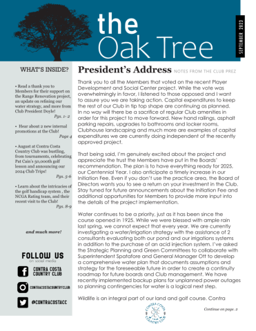 The Oak Tree, September 2023 Edition