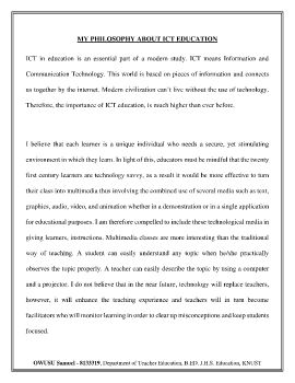 OWUSU Samuel-8133319, ICT Education Philosophy