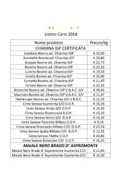 Listino Carni 2018