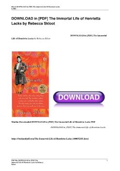 DOWNLOAD in [PDF] The Immortal Life of Henrietta Lacks by Rebecca Skloot