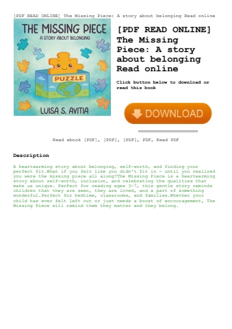 [pdf read online] the missing piece a story about belonging read online