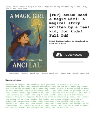 [pdf] ebook read a magic girl a magical story written by a real kid  for kids! full pdf
