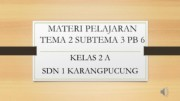 MATERI PELAJARAN  TEMA 2 SUBTEMA 3 PB 6