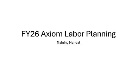 Axiom Labor Planning Manual