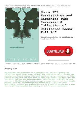 ebook pdf  heartstrings and harmonies (the reveries a collection of unfiltered poems) full pdf