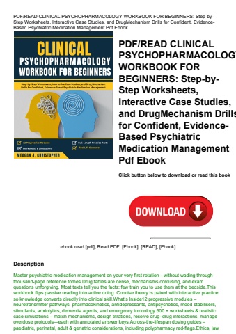 pdfread clinical psychopharmacology workbook for beginners step-by-step worksheets  interactive case
