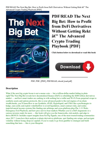 pdfread the next big bet how to profit from defi derivatives without getting rekt ã¢â€â” the advance