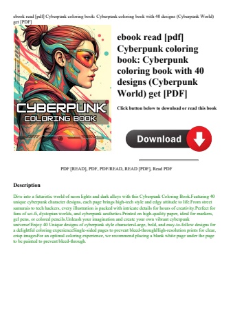 ebook read [pdf] cyberpunk coloring book cyberpunk coloring book with 40 designs (cyberpunk world) g