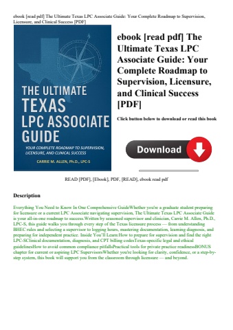 ebook [read pdf] the ultimate texas lpc associate guide your complete roadmap to supervision  licens
