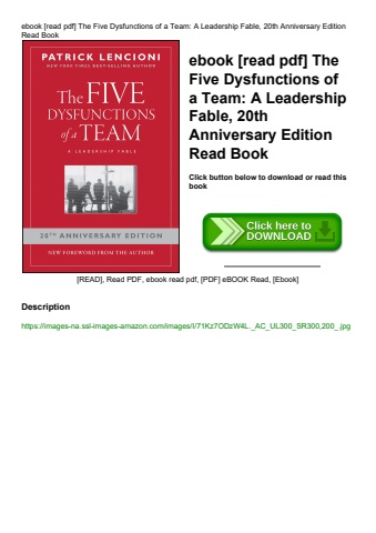 ebook [read pdf] the five dysfunctions of a team a leadership fable  20th anniversary edition read b