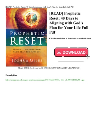 [read] prophetic reset 40 days to aligning with god's plan for your life full pdf
