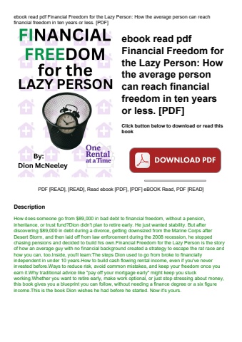 ebook read pdf financial freedom for the lazy person how the average person can reach financial free