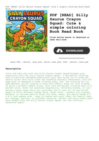 pdf [read] silly saurus crayon squad cute & simple coloring book read book