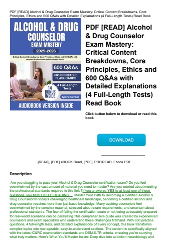 pdf [read] alcohol & drug counselor exam mastery critical content breakdowns  core principles  ethic