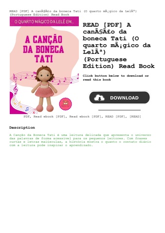 read [pdf] a canãƒâ§ãƒâ£o da boneca tati (o quarto mãƒâ¡gico da lelãƒâª) (portuguese edition) read b
