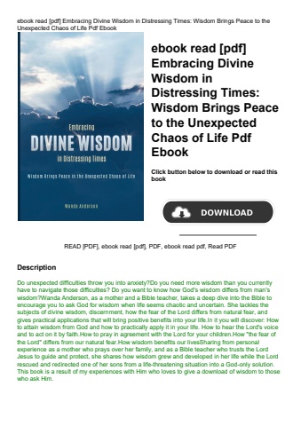 ebook read [pdf] embracing divine wisdom in distressing times wisdom brings peace to the unexpected