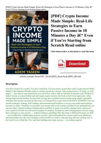 [pdf] crypto income made simple real-life strategies to earn passive income in 10 minutes a day ã¢â€