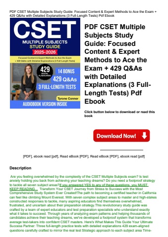 pdf cset multiple subjects study guide focused content & expert methods to ace the exam + 429 q&as w