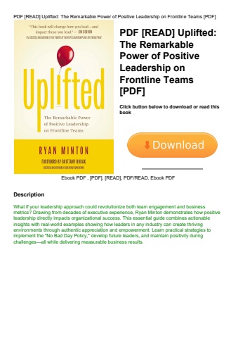 pdf [read] uplifted the remarkable power of positive leadership on frontline teams [pdf]