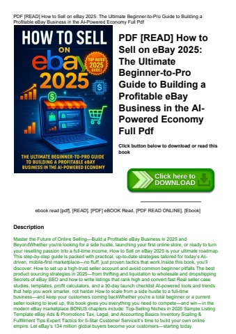 pdf [read] how to sell on ebay 2025 the ultimate beginner-to-pro guide to building a profitable ebay