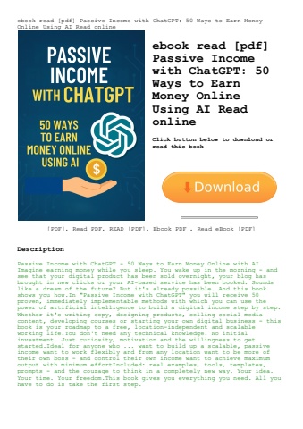 ebook read [pdf] passive income with chatgpt 50 ways to earn money online using ai read online