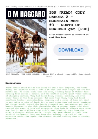 pdf [read] cody dakota 2 - mountain men #3 - north of nowhere get [pdf]