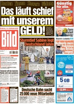 Bild Zeitung vom 10. Februar 2020