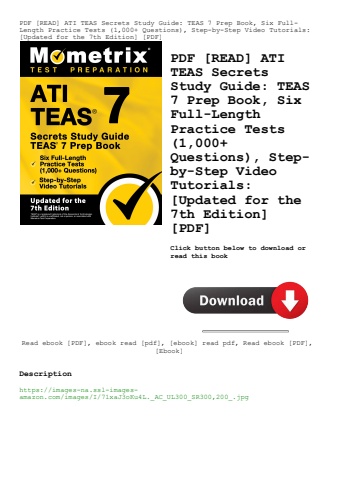 pdf [read] ati teas secrets study guide teas 7 prep book  six full-length practice tests (1 000+ que