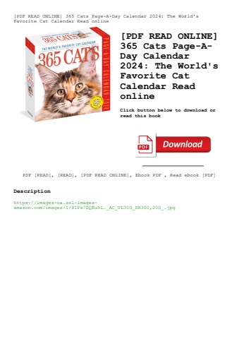 [pdf read online] 365 cats page-a-day calendar 2024 the world's favorite cat calendar read online