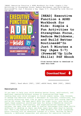[read] executive function & adhd workbook for kids simple & fun activities to strengthen focus  redu