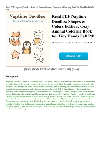 read pdf naptime doodles shapes & colors edition cozy animal coloring book for tiny hands full pdf