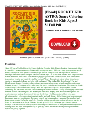 [ebook] rocket kid astro space coloring book for kids ages 3 - 8! full pdf