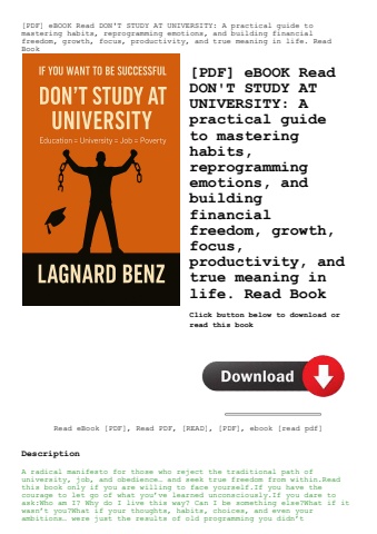 [pdf] ebook read don't study at university a practical guide to mastering habits  reprogramming emot