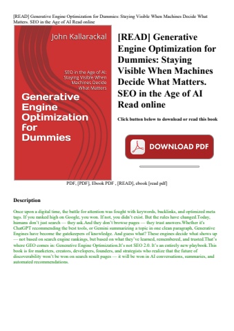 [read] generative engine optimization for dummies staying visible when machines decide what matters