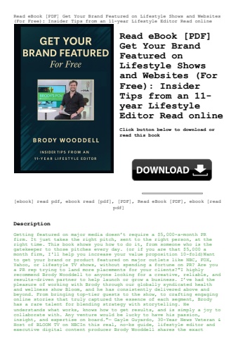 read ebook [pdf] get your brand featured on lifestyle shows and websites (for free) insider tips fro