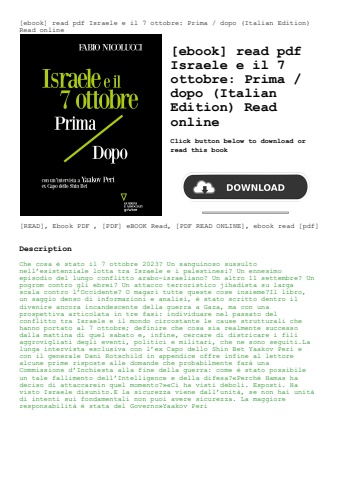 [ebook] read pdf israele e il 7 ottobre prima  dopo (italian edition) read online