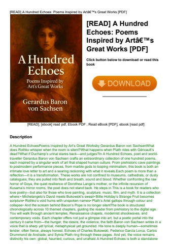 [read] a hundred echoes poems inspired by artã¢â€â™s great works [pdf]