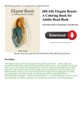[read] elegant beasts a coloring book for adults read book