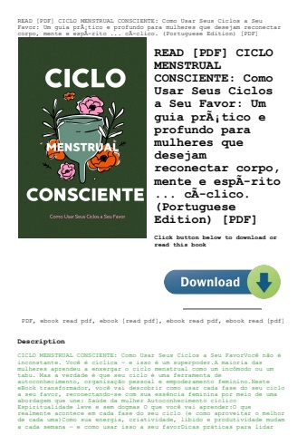 read [pdf] ciclo menstrual consciente como usar seus ciclos a seu favor um guia prãƒâ¡tico e profund