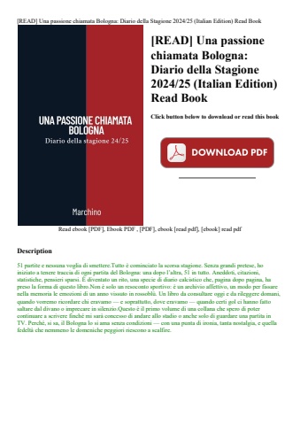 [read] una passione chiamata bologna diario della stagione 202425 (italian edition) read book