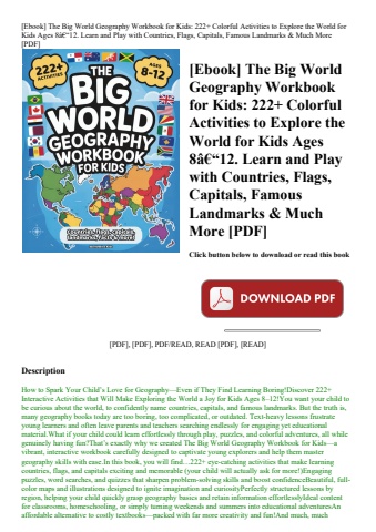 [ebook] the big world geography workbook for kids 222+ colorful activities to explore the world for
