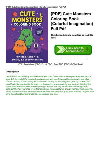 [pdf] cute monsters coloring book (colorful imagination) full pdf