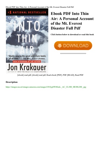 ebook pdf  into thin air a personal account of the mt