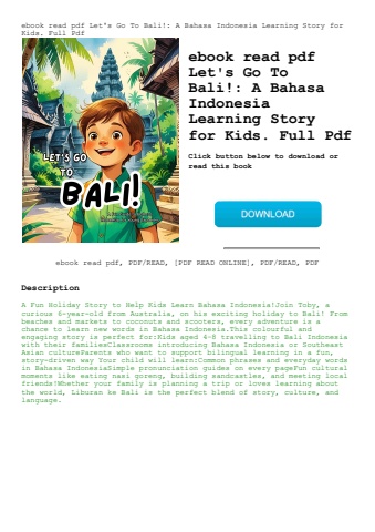 ebook read pdf let's go to bali! a bahasa indonesia learning story for kids