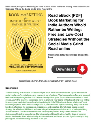 read ebook [pdf] book marketing for indie authors who'd rather be writing free and low-cost strategi