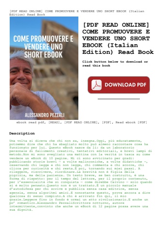 [pdf read online] come promuovere e vendere uno short ebook (italian edition) read book